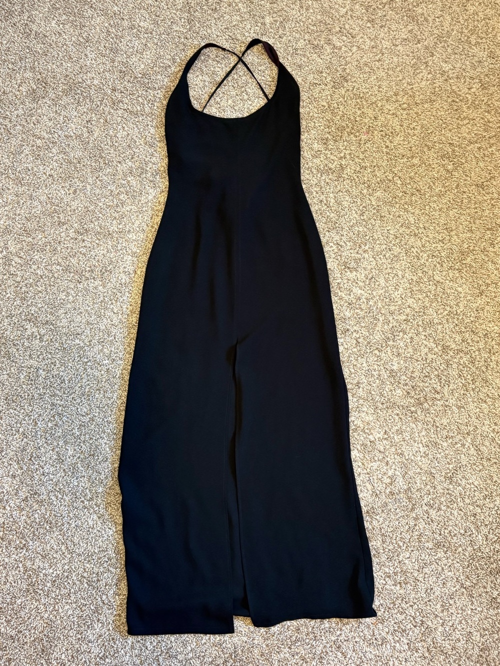 Y2K 90s Minimalist Slip Dress black Open Back Maxi Dress Lace-Up Back Size XS - Picture 5 of 13